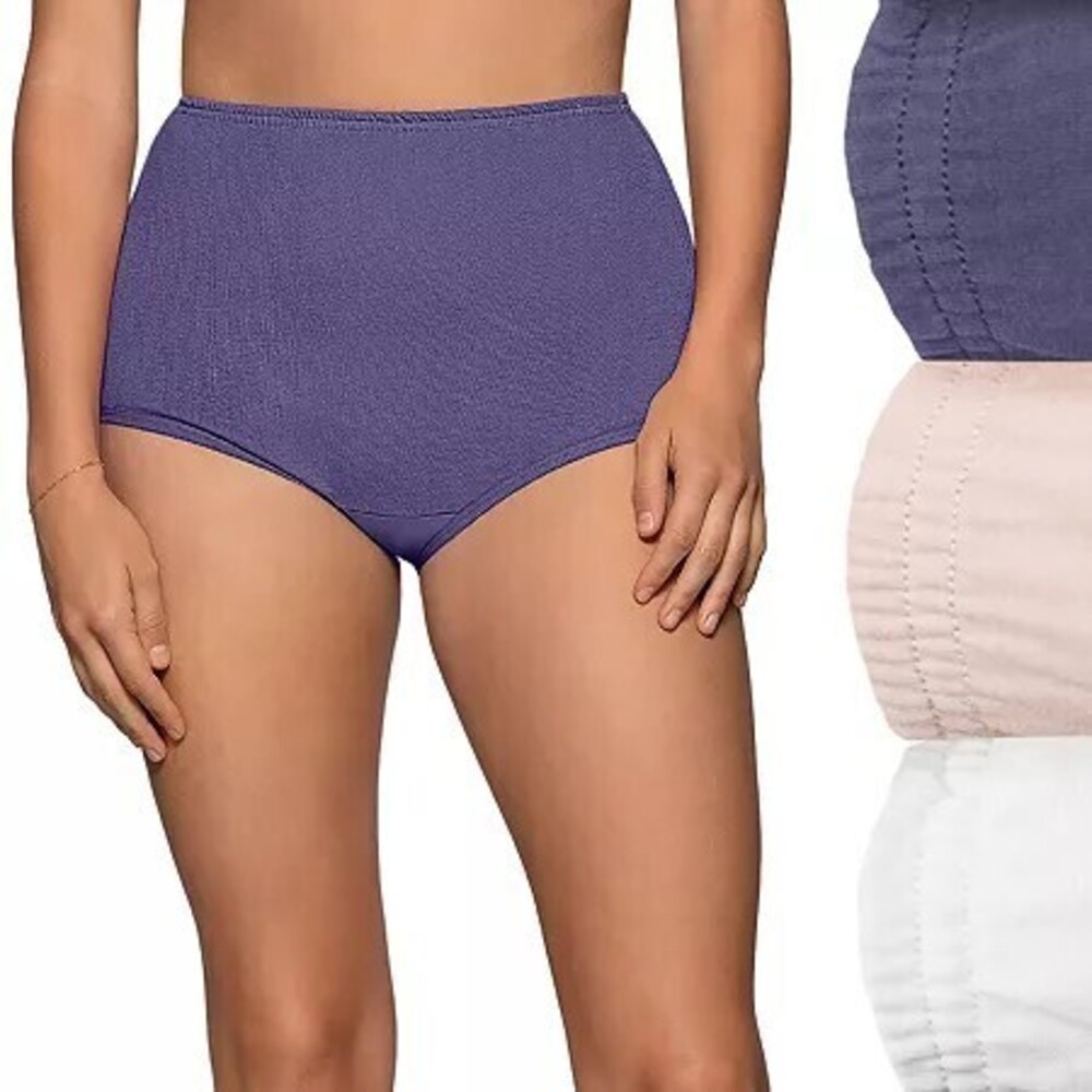 NWT Vanity Fair High Waisted Panties Briefs Blue/Cashmere/Glacier White, M/6